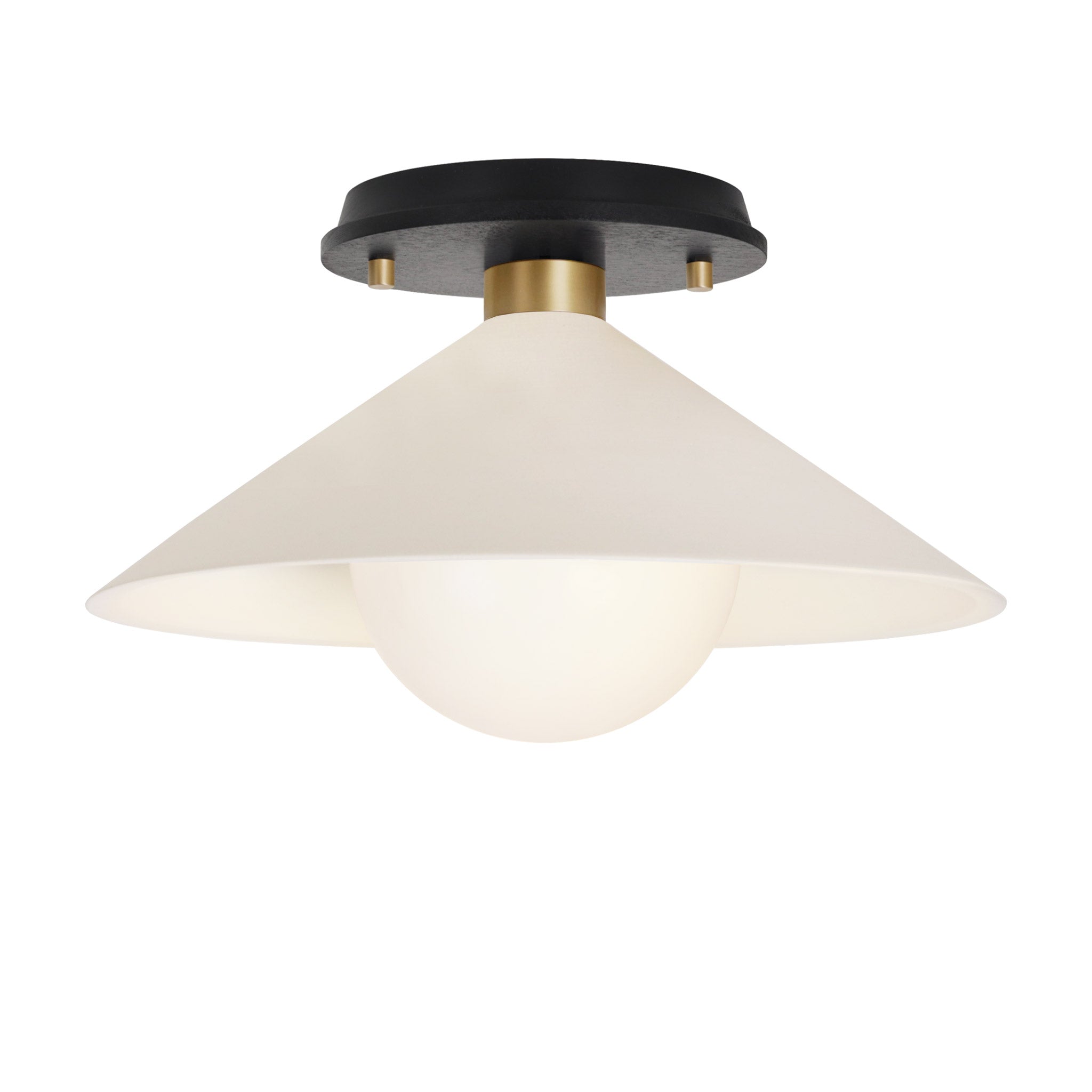 Elvia Surface shown in Brass with a Black Stained Wood canopy