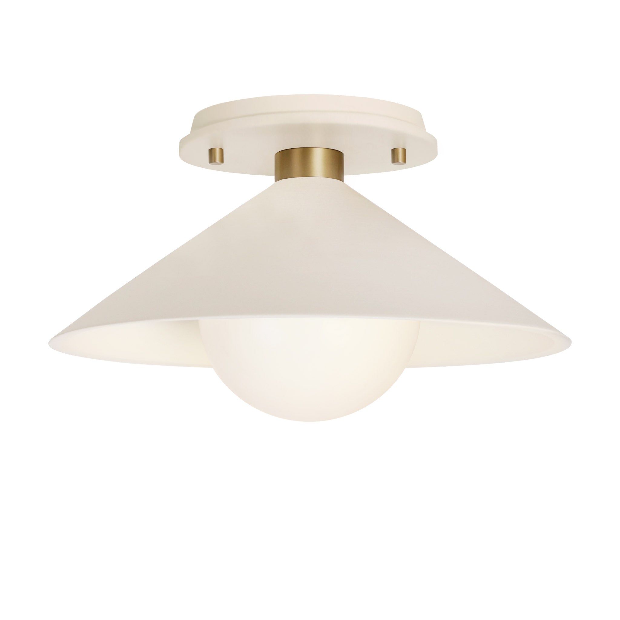 Elvia Surface shown in Brass with a Bone Ceramic canopy