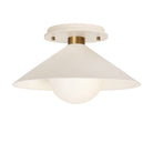 Elvia Surface shown in Heirloom Brass with a Bone Ceramic canopy