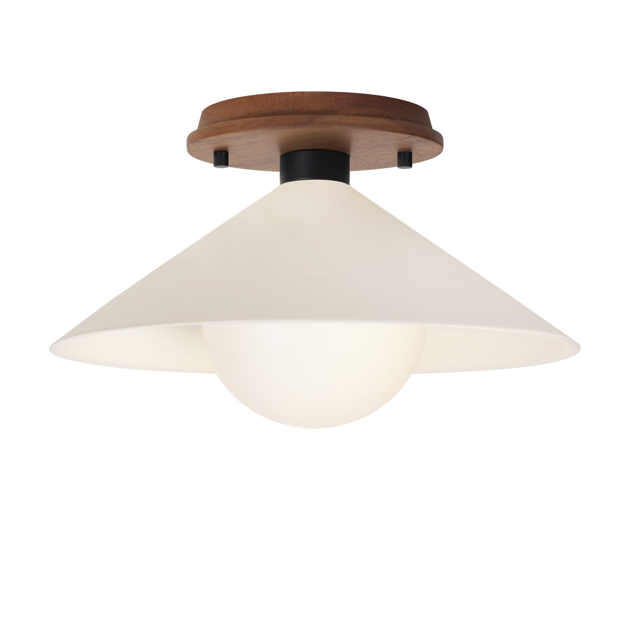 Elvia Surface shown in Matte Black with a Walnut Wood canopy