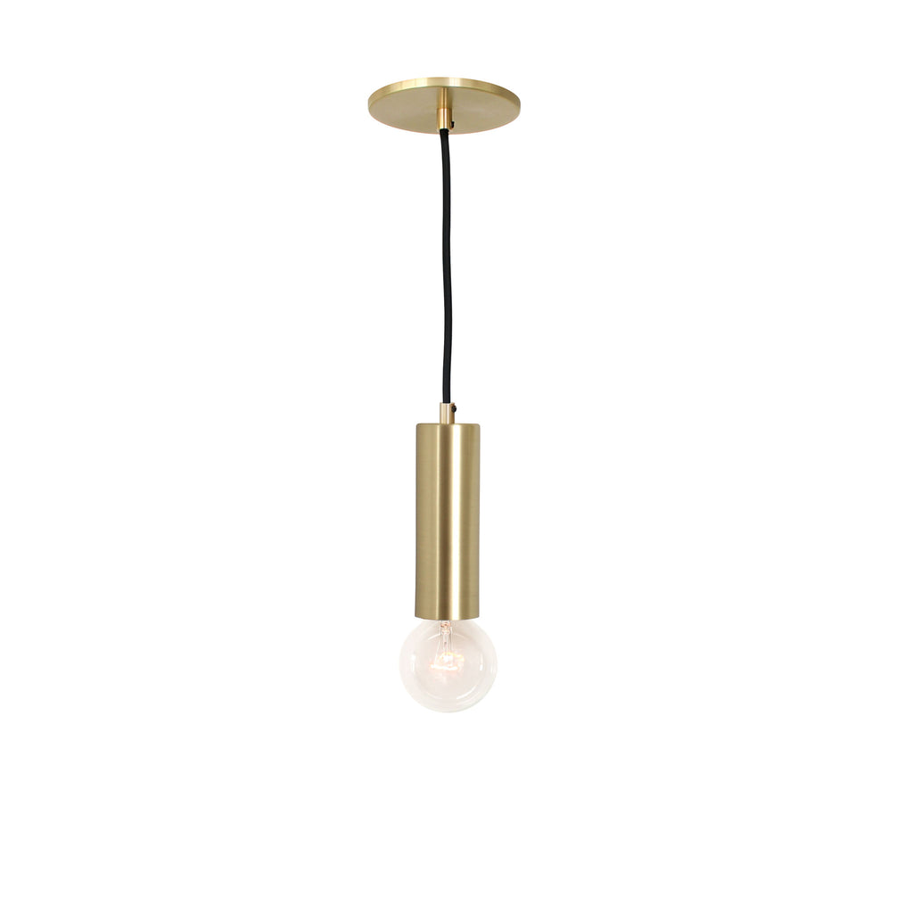 Fjord Cord Pendant shown in Brass with Black Cloth Cord.