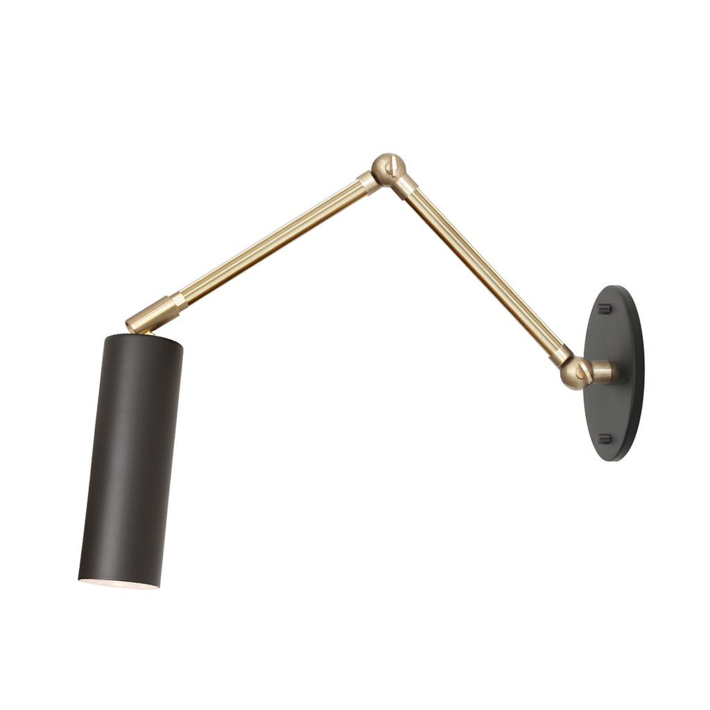 Fjord Spot Double Articulated Sconce shown in Matte Black with Brass