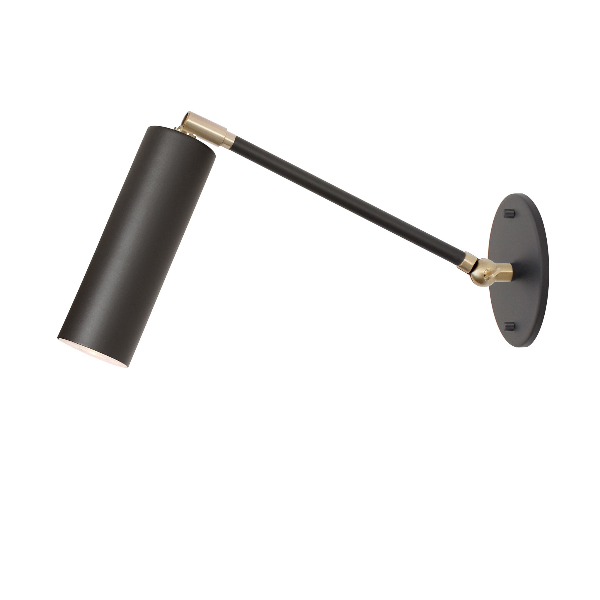 Fjord Spot Single Articulated shown in Matte Black and Brass with an 8" rod