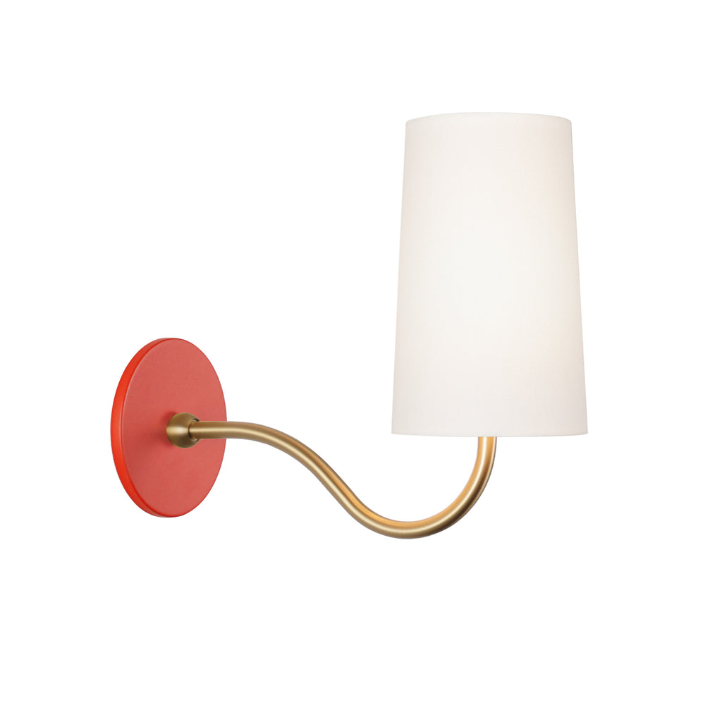 Genevieve Sconce shown in Heirloom Brass with a Persimmon canopy