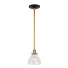 Grace Rod Pendant shown in Heirloom Brass with a Gloss Black Ceramic canopy
