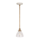 Grace Rod Pendant shown in Heirloom Brass with a Gloss White Ceramic canopy