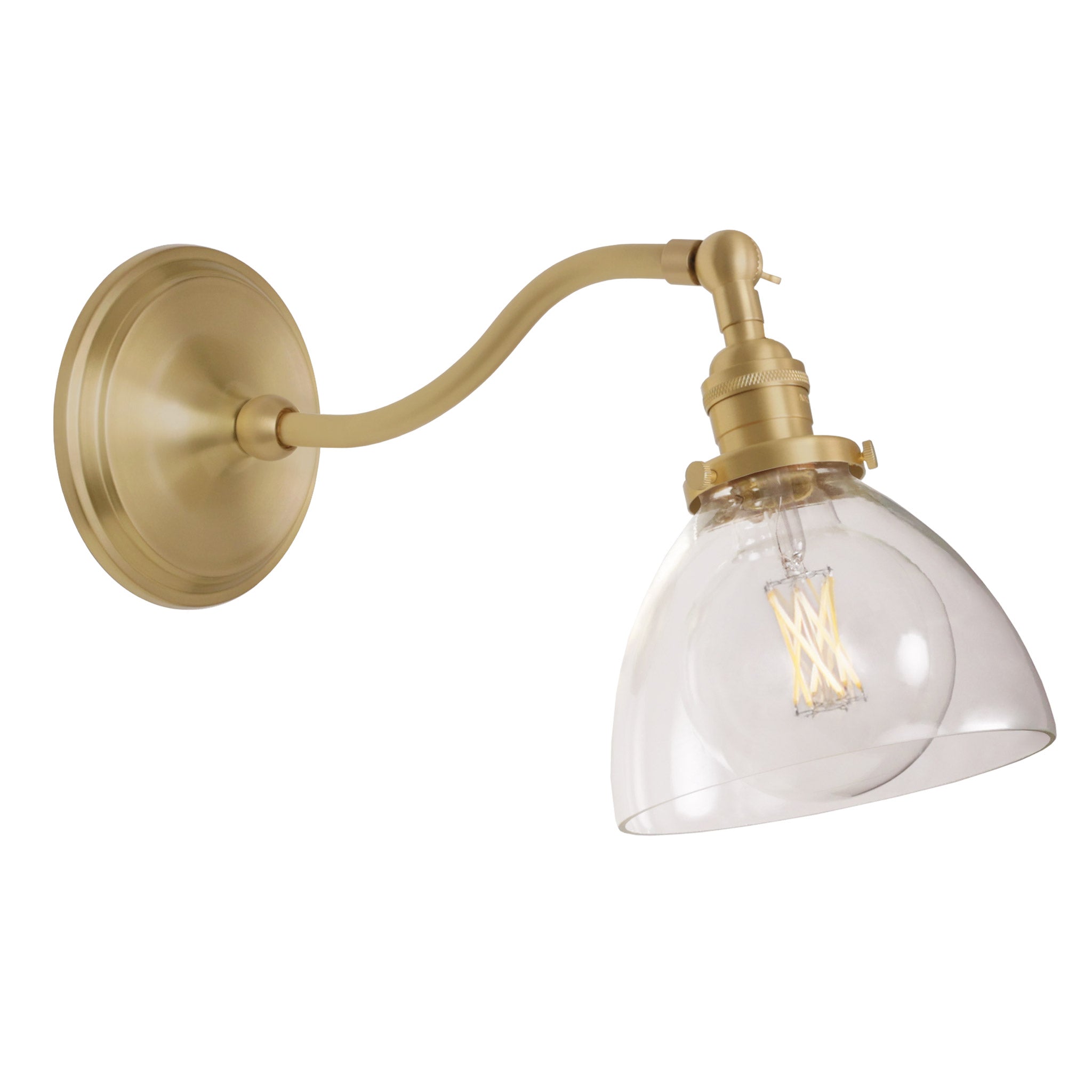 Grace Sconce shown in Brass with a Clear Glass shade