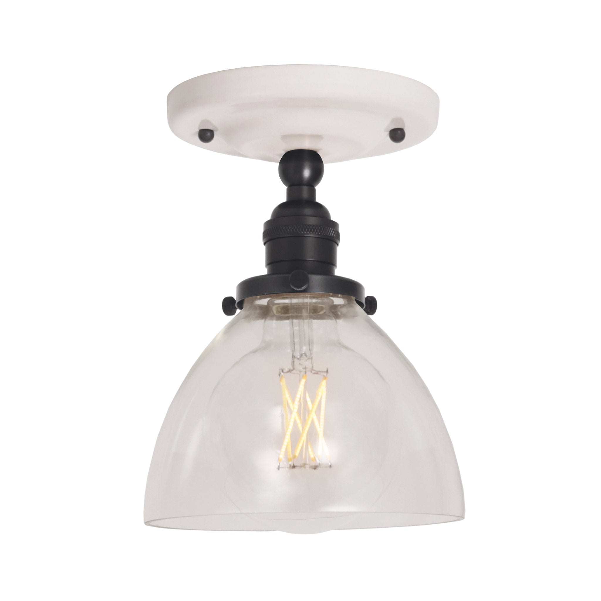 Grace Surface shown in Graphite Patina with a Gloss White Ceramic canopy and Clear Glass shade