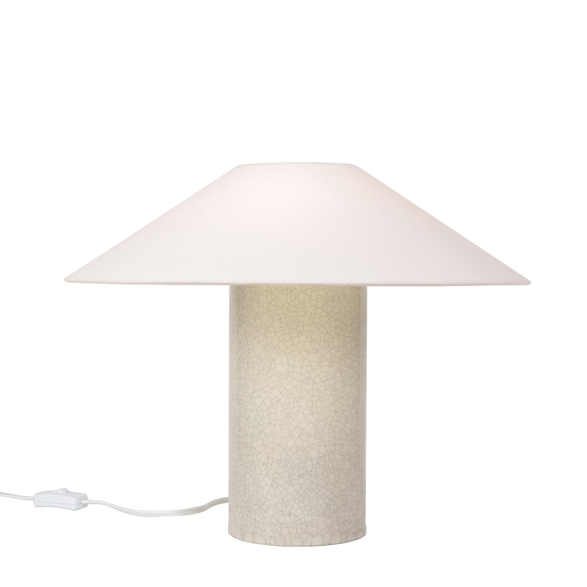 Hill Table Lamp shown in gloss crackle glaze ceramic