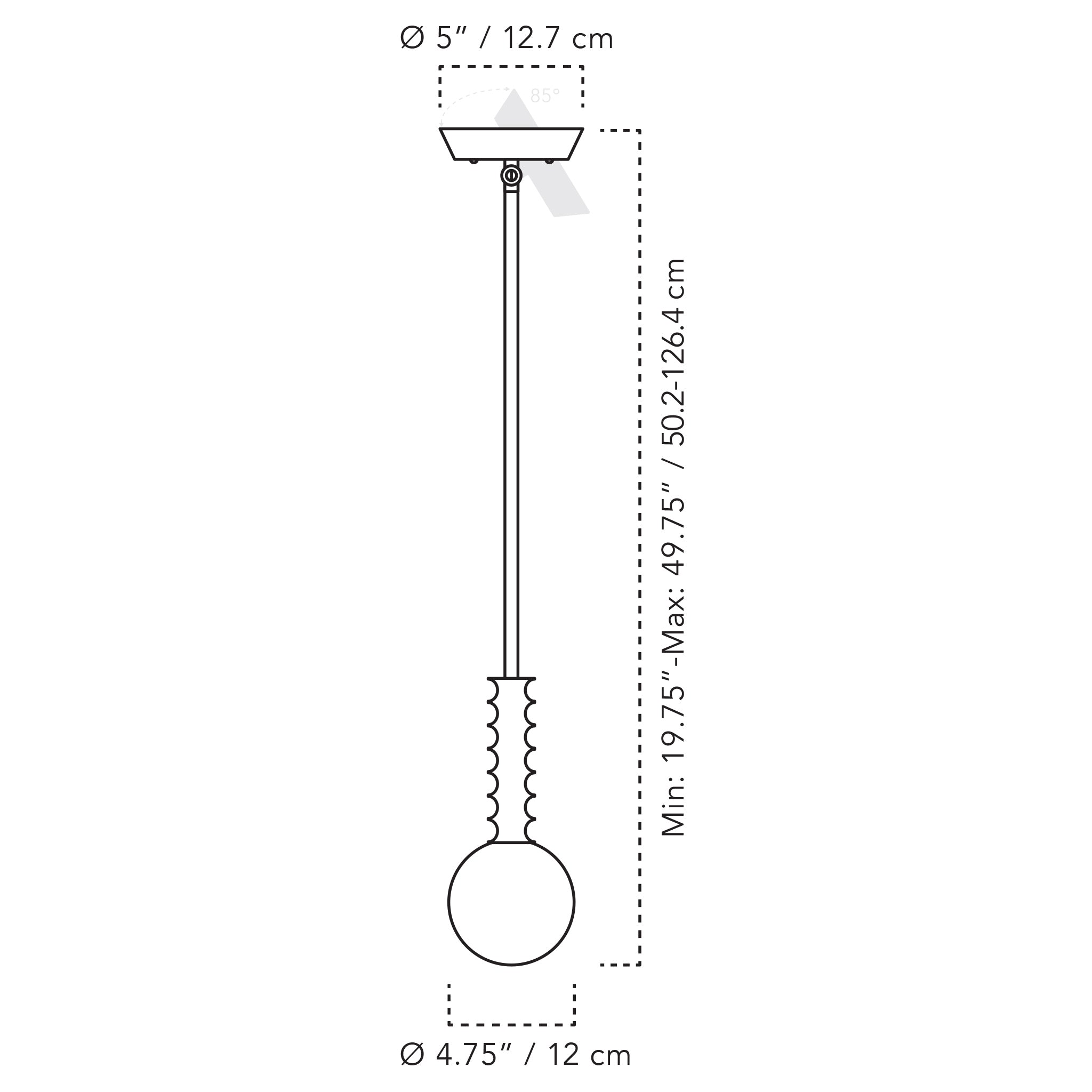 A Technical Drawing Of The Joslyn Pendant For Vaulted Ceiling