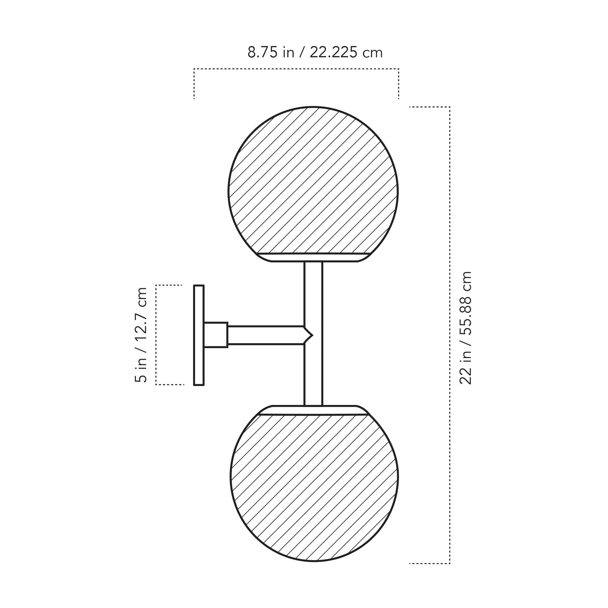A Technical Drawing Of The Juno With 8" Globes