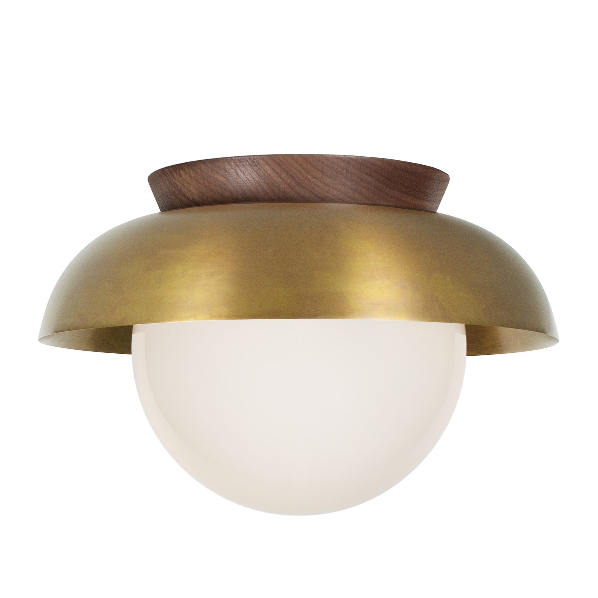 Lexi Large 8" shown in Heirloom Brass and Walnut Wood canopy