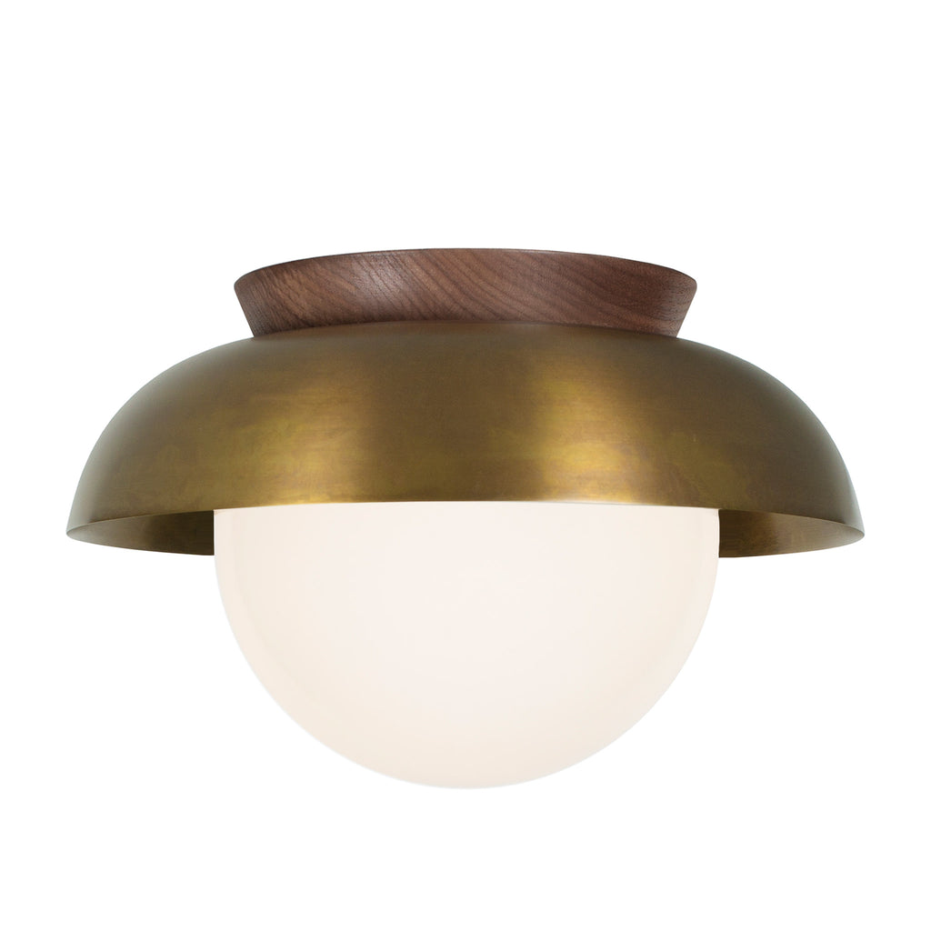 Lexi Large 8" shown in Heirloom Brass and Walnut canopy.