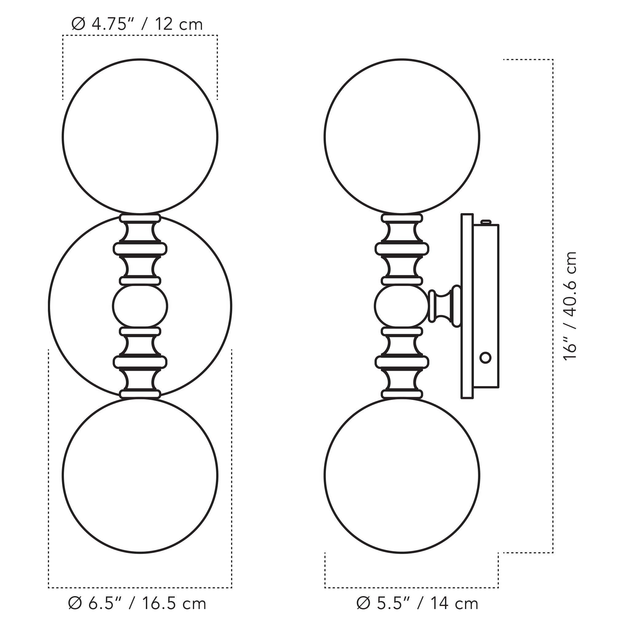 A Technical Drawing Of The Lucy Wall Sconce