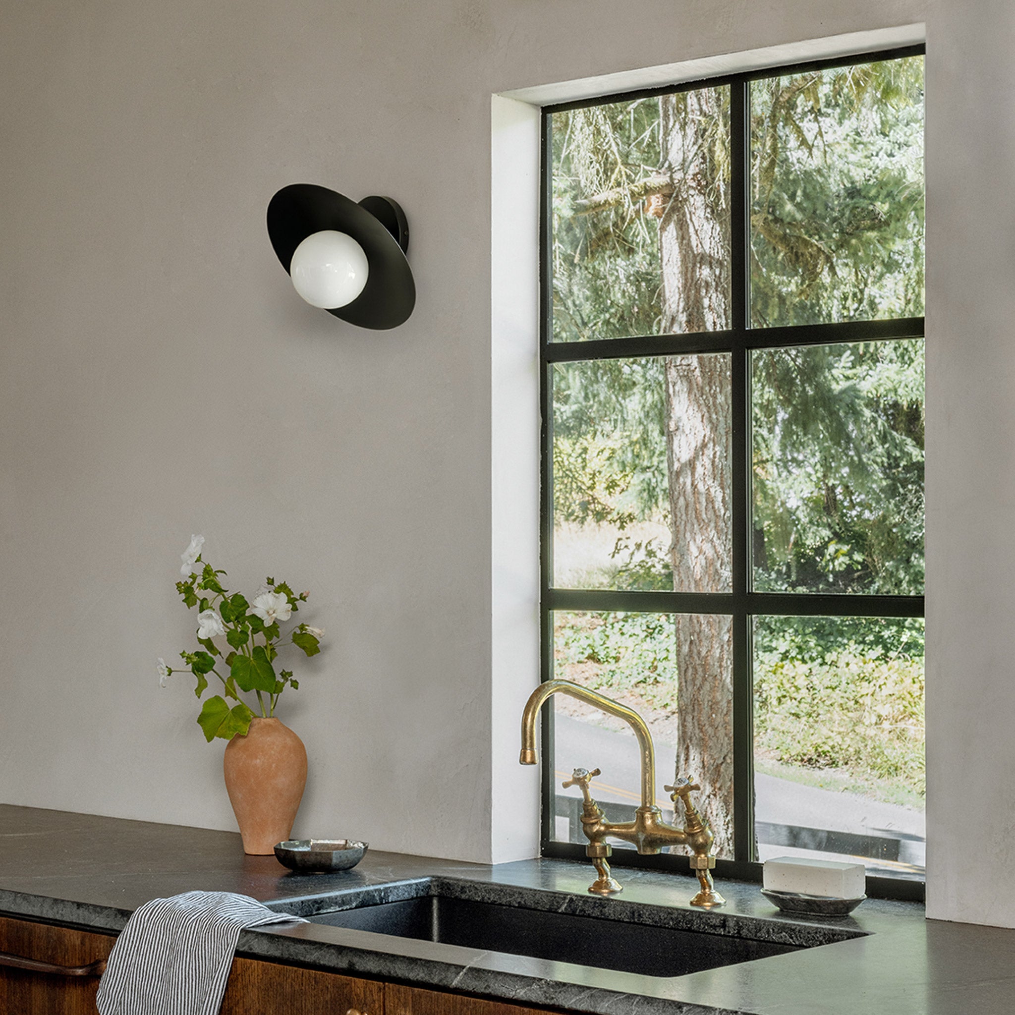 Marie Flush Sconce shown in Matte Black