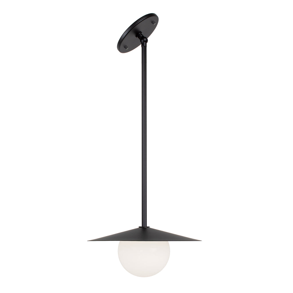 Marie Pendant shown in Matte Black with a Vaulted Ceiling option