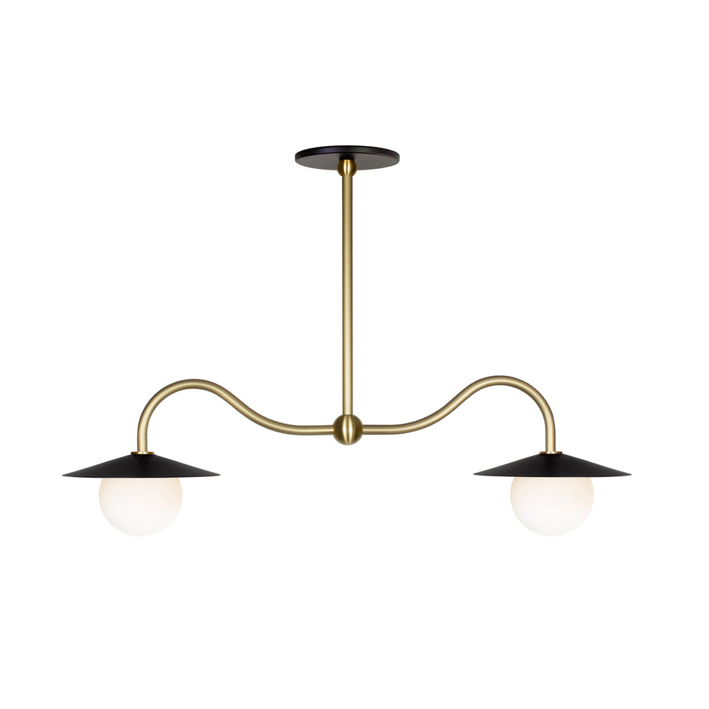 Marie Petite Double Pendant shown in Matte Black with Brass