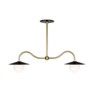Marie Petite Double Pendant shown in Matte Black with Brass
