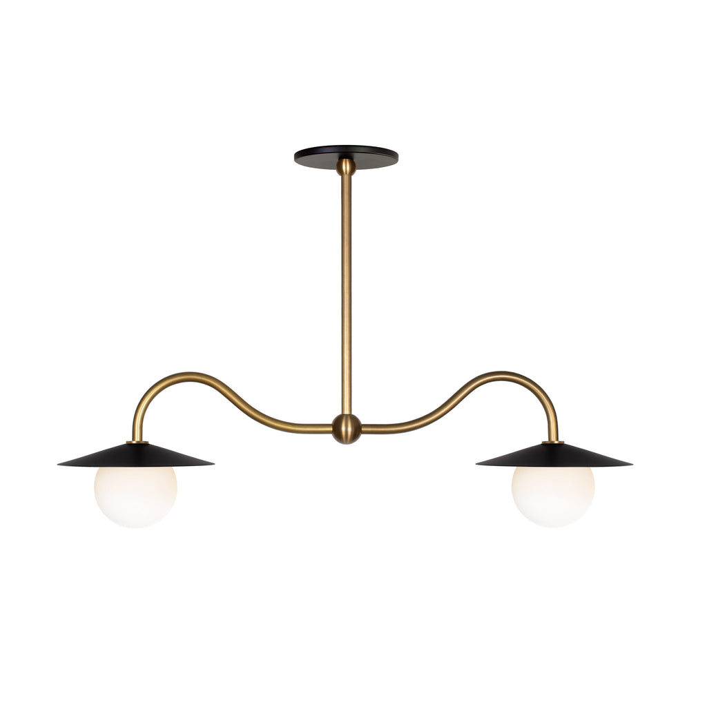 Marie Petite Double Pendant shown in Matte Black with Heirloom Brass