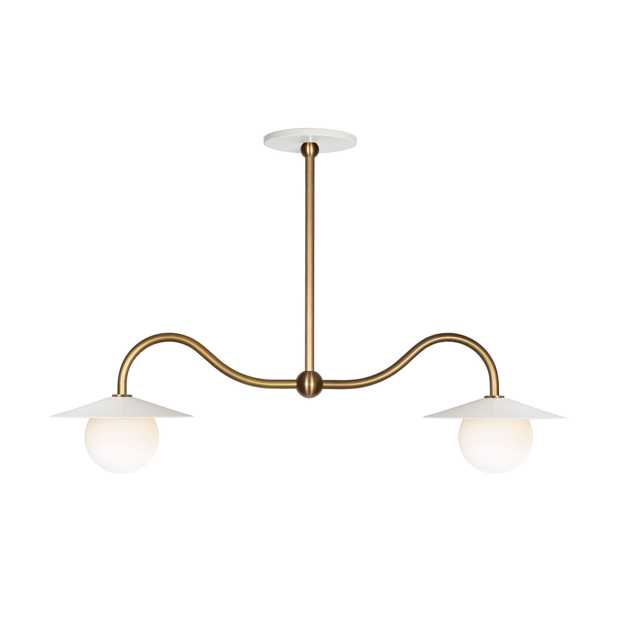 Marie Petite Double Pendant shown in White with Heirloom Brass