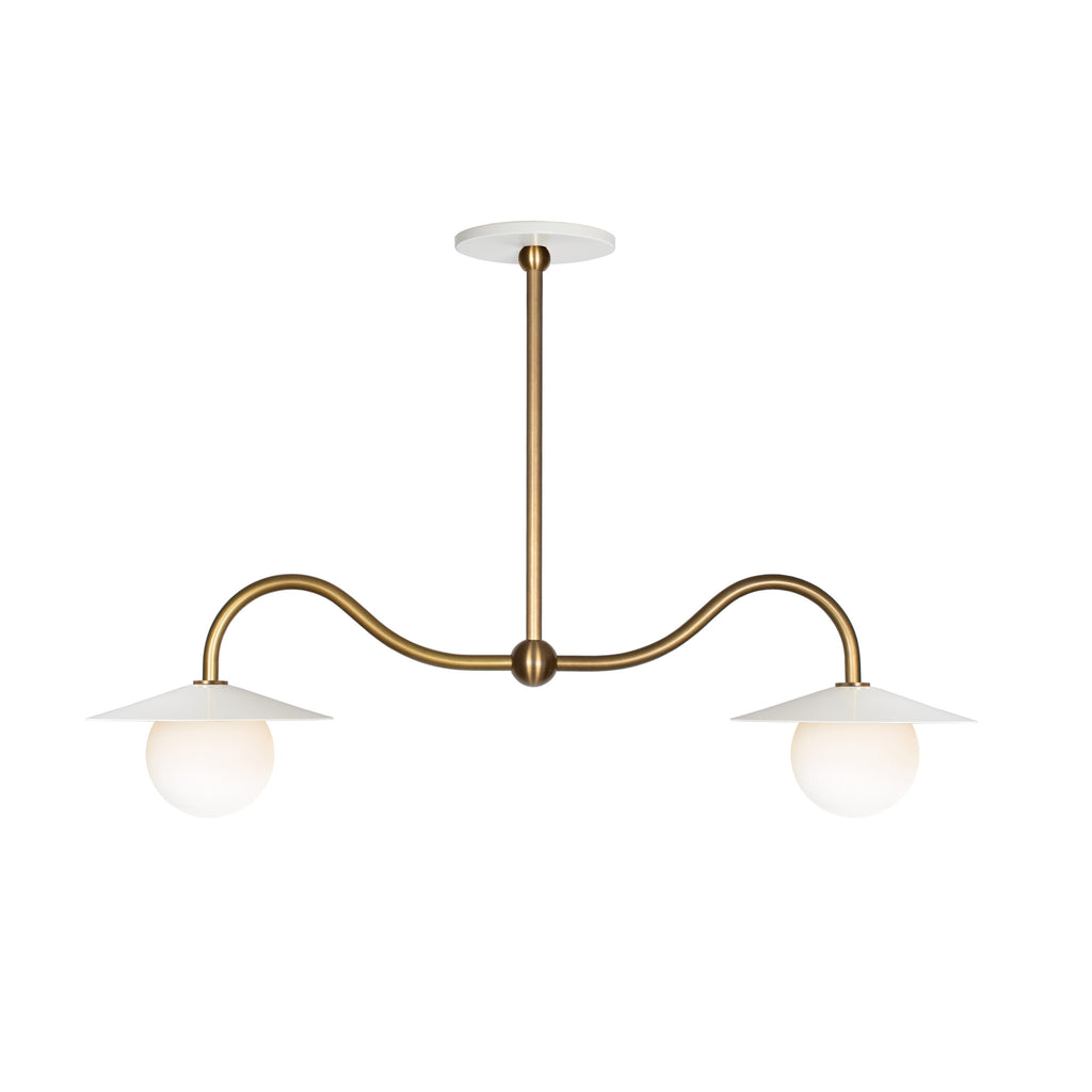 Marie Petite Double Pendant shown in White with Heirloom Brass