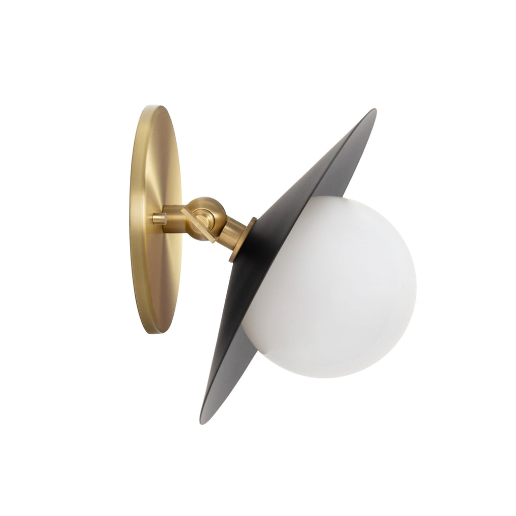 Marie Petite Flush Sconce shown in Matte Black with Brass