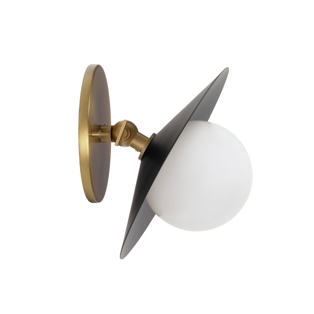 Marie Petite Flush Sconce shown in Matte Black with Heirloom Brass