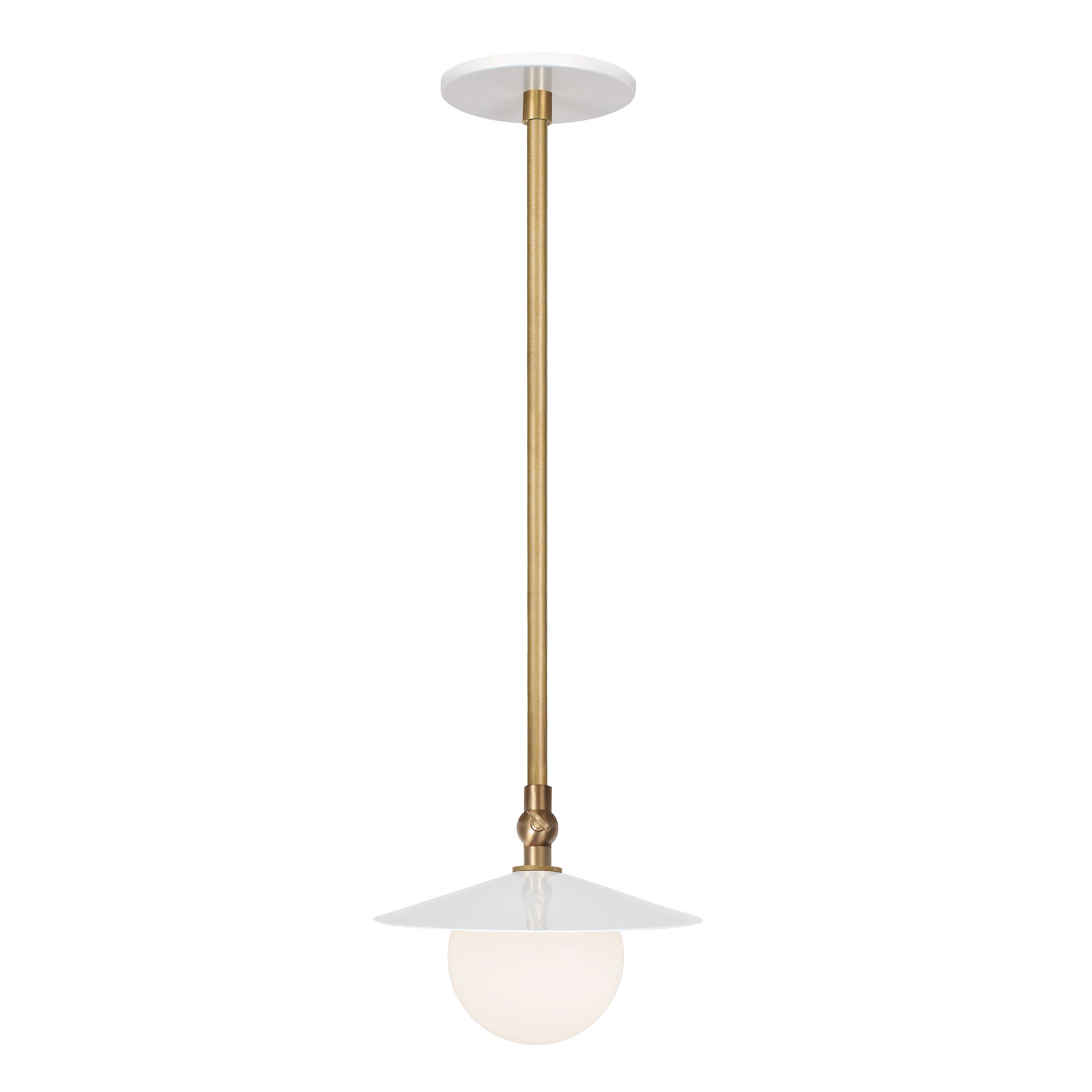 Marie Petite Pendant shown in White with Heirloom Brass