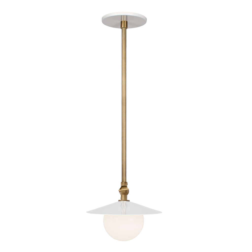 Marie Petite Pendant shown in White with Heirloom Brass