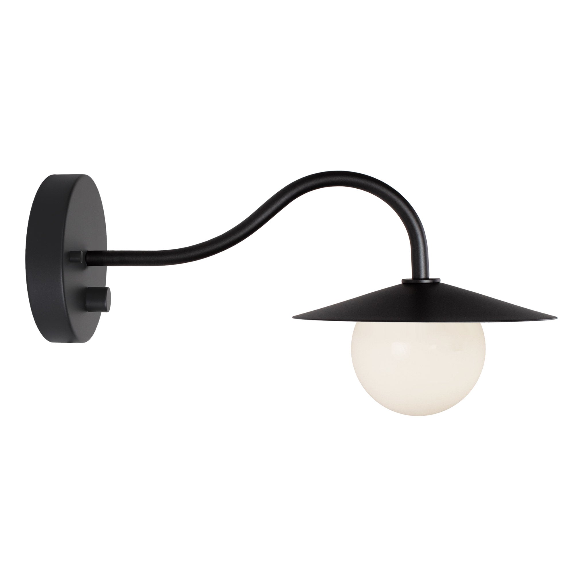 Marie Petite Sconce shown in Matte Black with a Backplate Dimmer Switch