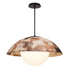 Maru Pendant with a Kakishibu Shade shown in Matte Black with a Black Stained Wood canopy