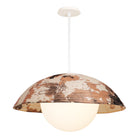 Maru Pendant with a Kakishibu Shade shown in White with a Bone Ceramic canopy