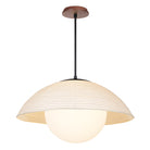 Maru Pendant with a Natural shade shown in Matte Black with a Walnut Wood canopy