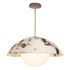 Maru Pendant with a Sumi Shade shown in Brass with a Walnut Wood canopy