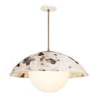 Maru Pendant with a Sumi Shade shown in Heirloom Brass with a Bone Ceramic canopy