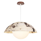 Maru Pendant with a Sumi Shade shown in White with a Walnut Wood canopy