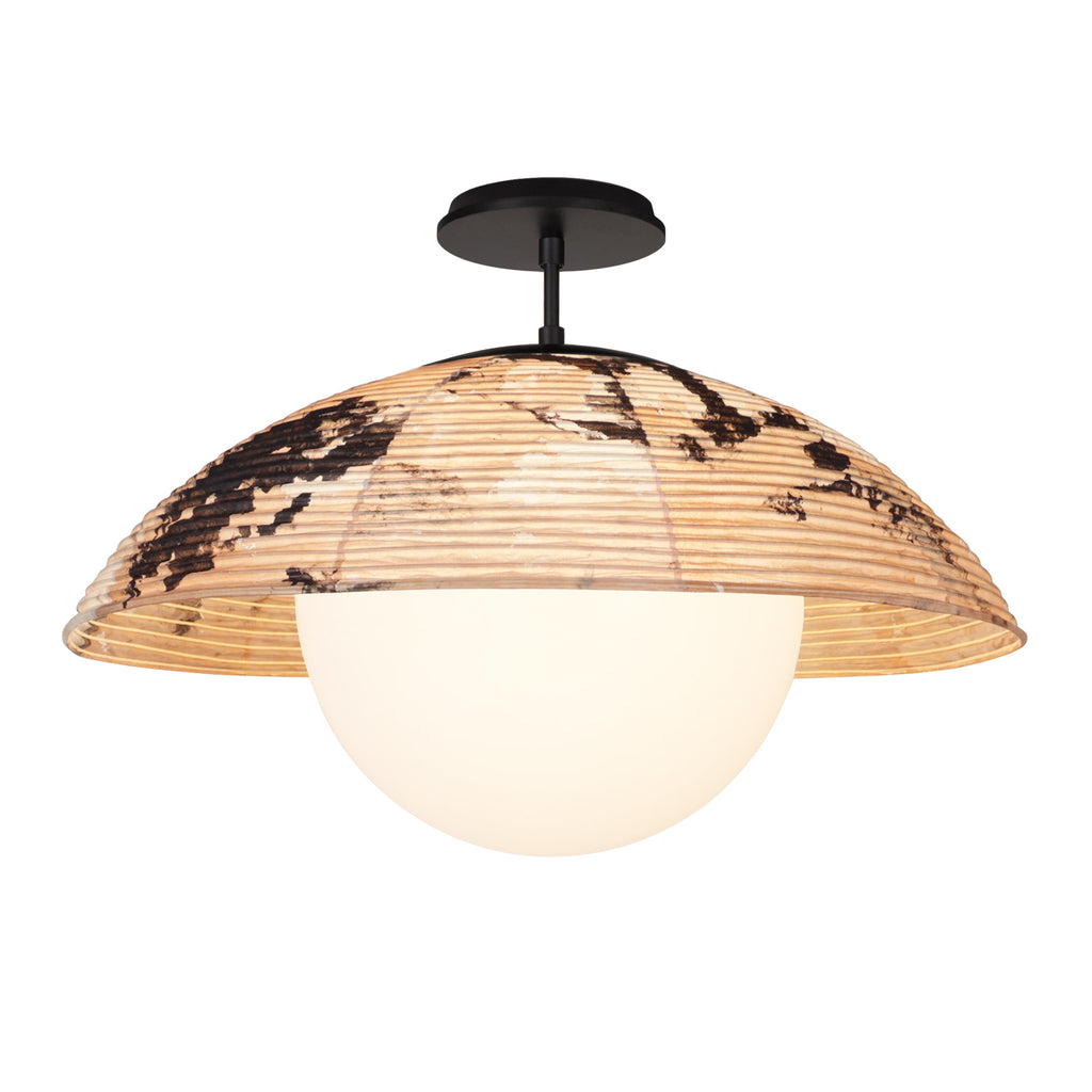 Maru Surface with a Hand-painted shade shown in Kakishibu with Matte Black and a Black Stained Wood canopy