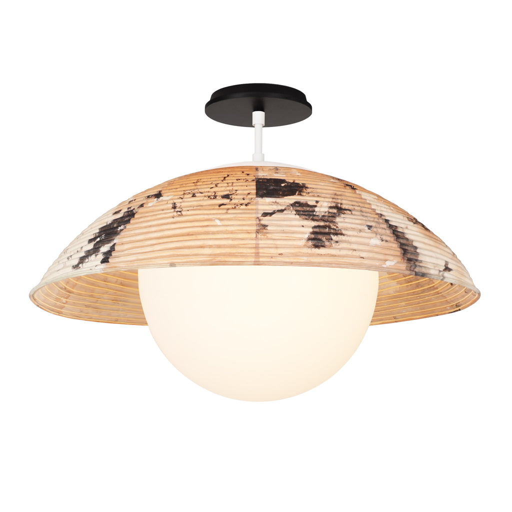 Maru Surface with a Hand-painted shade shown in Kakishibu with White and a Black Stained Wood canopy