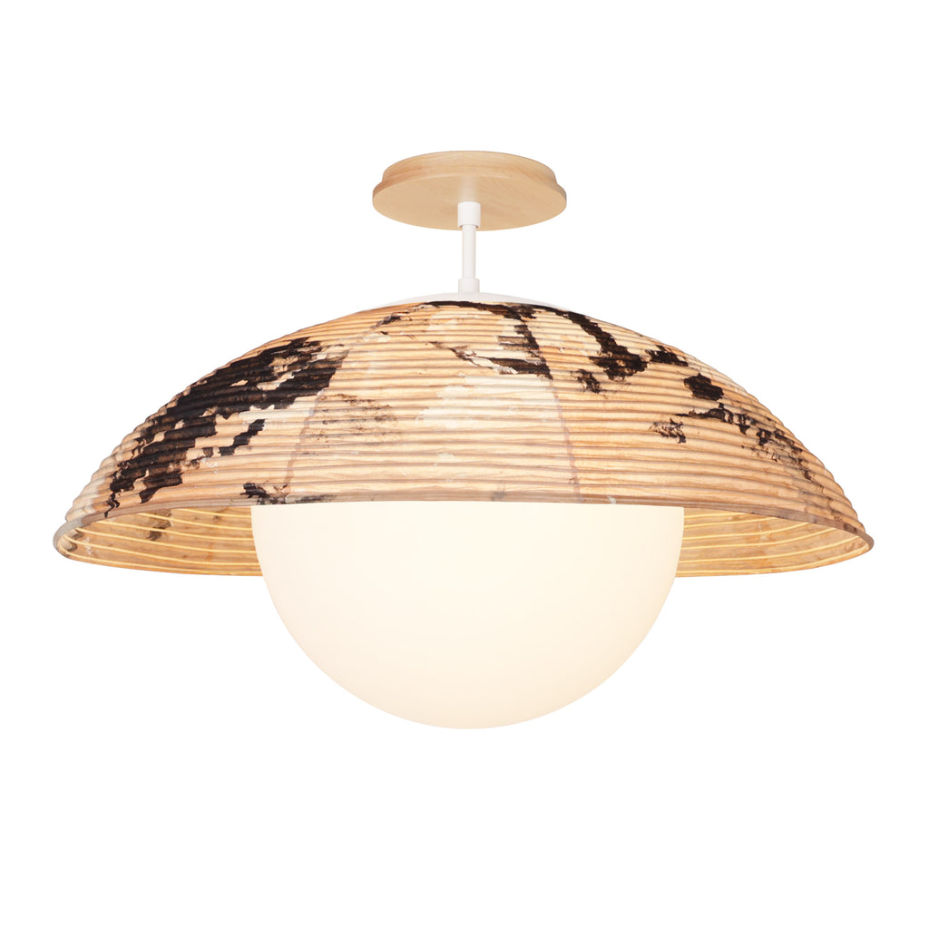 Maru Surface with a Hand-painted shade shown in Kakishibu with White and a Maple Wood canopy
