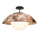 Maru Surface with a hand-painted chōchin washi shade shown in Kakishibu with Matte Black and a Black Stained Wood canopy