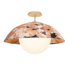 Maru Surface with a hand-painted chōchin washi shade shown in Kakishibu with Brass and a Maple Wood canopy