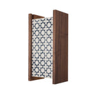 McKenzie Sconce shown in Walnut with an Indigo Blue Ceramic Finish