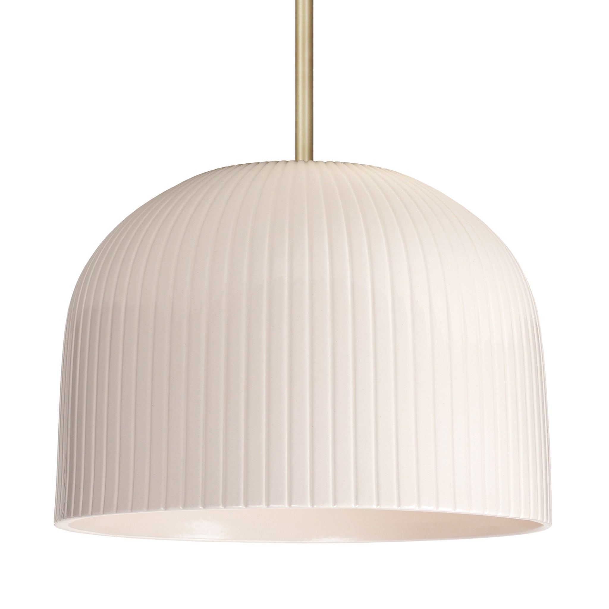 Morgan Pendant shown in Gloss White Glaze and Brass