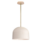 Morgan Pendant shown in Gloss White Glaze and Brass with a Maple Wood Canopy