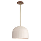 Morgan Pendant shown in Gloss White Glaze and Brass with a Walnut Wood Canopy