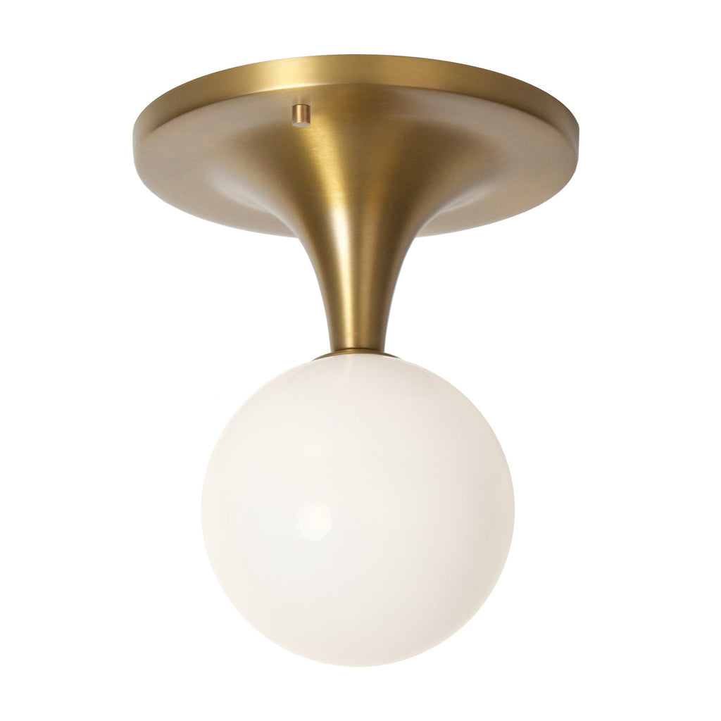 Moss Nouveau with a large canopy shown in Heirloom Brass