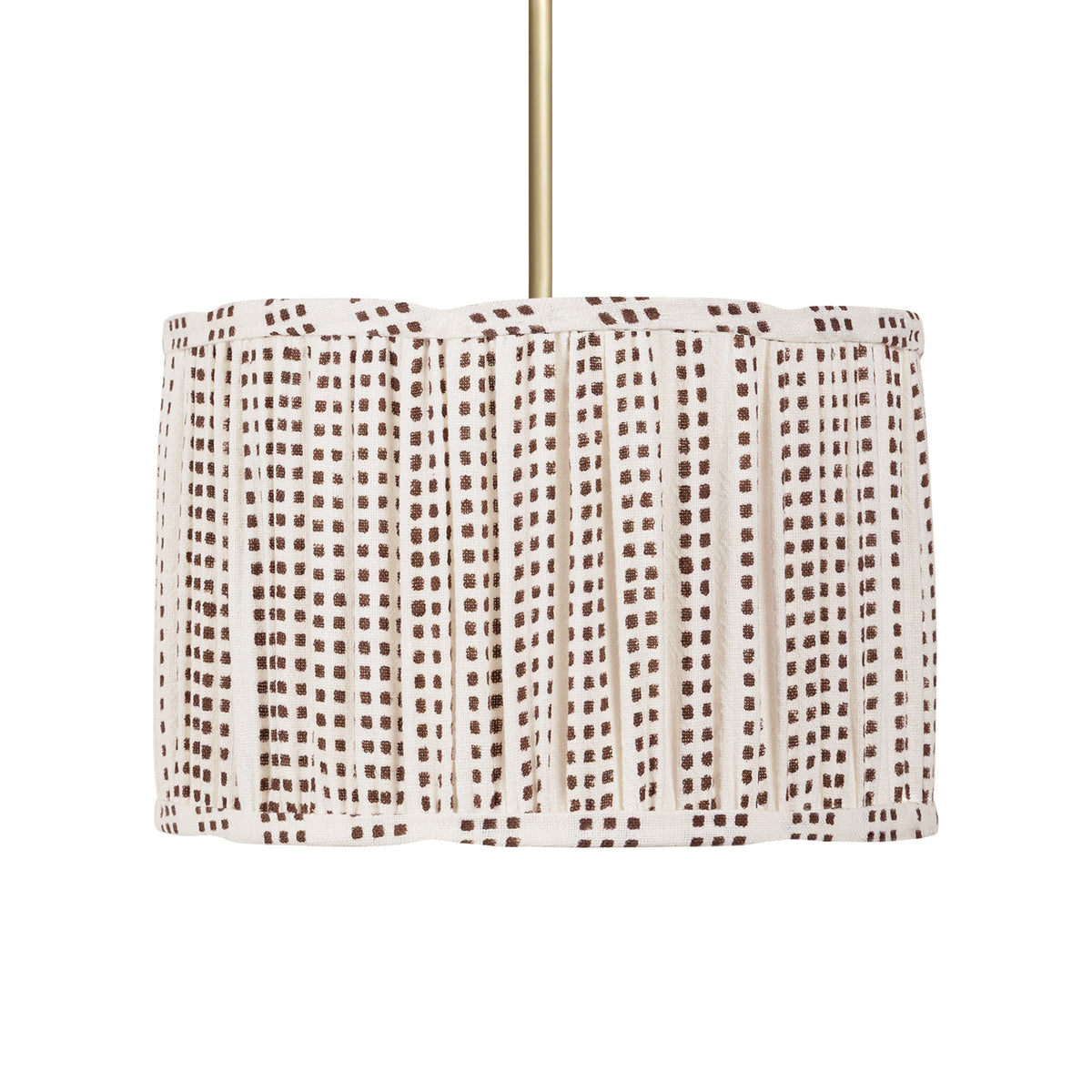 Oxford Pendant shown in Brass with an Aspen Coco Scallop 14" Shade