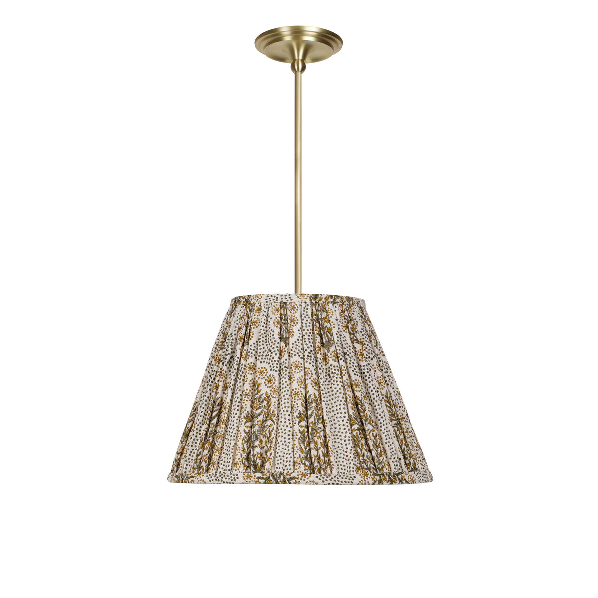 Oxford Pendant shown in Brass with a Winfleur Mustard Shade