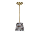Oxford Pendant shown in Brass with a Trulli Auburn Shade