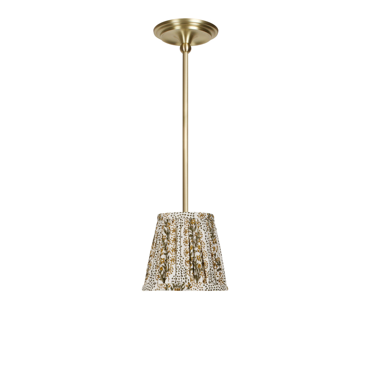 Oxford Pendant shown in Brass with a Winfleur Mustard Shade